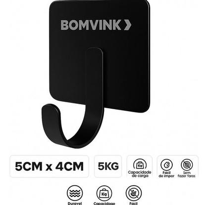 Imagem de Kit 10 Ganchos Adesivo Parede Aço Pendurar Toalha Roupa Cha Preto