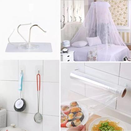 Imagem de Kit 10 Ganchos Transparente Parede Adesivos Sem Furos Casa Organizador Multiuso