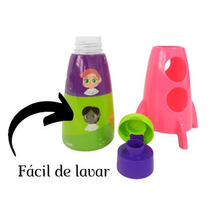 Imagem de Kit 10 Garrafas Foguete de Astronauta Rosa Meninas p/ Festa Infantil Aniversário
