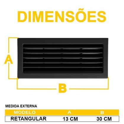 Imagem de Kit 10 Grades Ventilação Retangular 30x13cm Preta Resisten