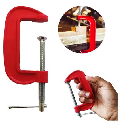 Imagem de Kit 10 Grampos Sargento Tipo C 4 Polegadas Marcenaria 140mm Aço Metal Profissional