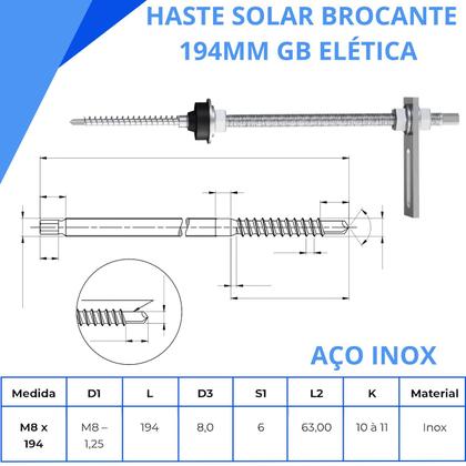 Imagem de Kit 10 haste Brocante 194mm com Chapa Reta e parafuso inox