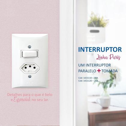 Imagem de Kit 10 Interruptor Simples 1 Tecla + Tomada 2p+t 10A Com Espelho Branco Bivolt 127V e 250V