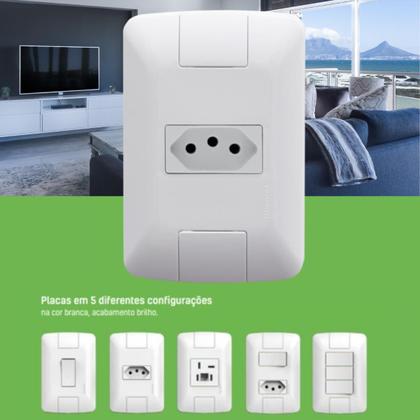 Imagem de Kit 10 Interruptor simples + 1 Tomada 20a Tramontina Aria