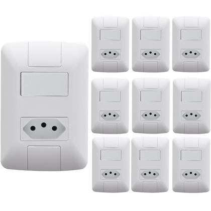 Imagem de Kit 10 Interruptor simples + 1 Tomada 20a Tramontina Aria