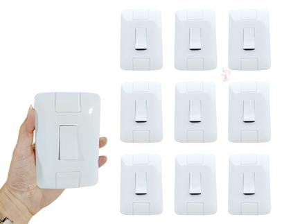 Imagem de Kit 10 Interruptor Simples Aria Branco Tramontina 6A/250V Com Parafusos e Furo Oblongo