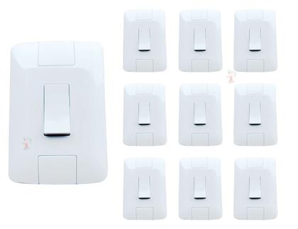 Imagem de Kit 10 Interruptor Simples Aria Branco Tramontina 6A/250V Com Parafusos e Furo Oblongo