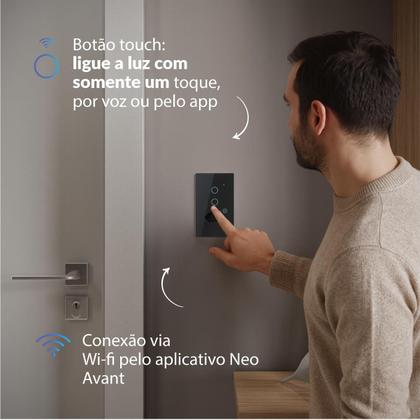 Imagem de Kit 10 Interruptor Smart Wi-fi 2.4 GHz Alexa 2 Botões Tomada 4x2 Bivolt Preto 291990636-10 Neo Avant