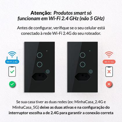 Imagem de Kit 10 Interruptor Smart Wi-fi 2.4 GHz Alexa 2 Botões Tomada 4x2 Bivolt Preto 291990636-10 Neo Avant