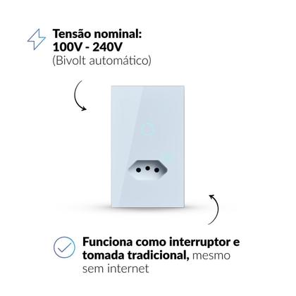 Imagem de Kit 10 Interruptor Smart Wifi 2.4GHz Alexa 1 Botão e Tomada 4x2 Bivolt Branco291990626-10 Neo Avant