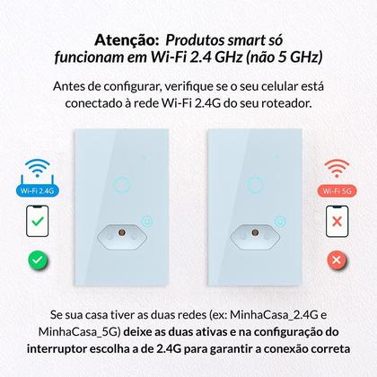 Imagem de Kit 10 Interruptor Smart Wifi 2.4GHz Alexa 1 Botão e Tomada 4x2 Bivolt Branco291990626-10 Neo Avant