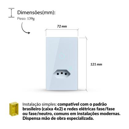 Imagem de Kit 10 Interruptor Smart Wifi 2.4GHz Alexa 1 Botão e Tomada 4x2 Bivolt Branco291990626-10 Neo Avant