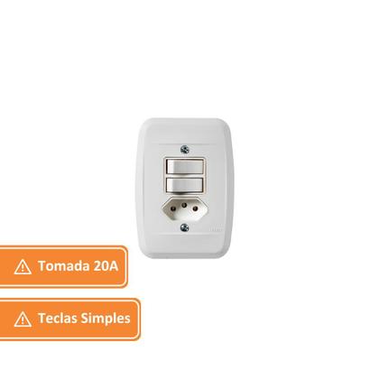 Imagem de Kit 10 Interruptores com Tomada Pezzi Embutir Branca