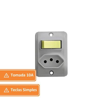Imagem de Kit 10 Interruptores Retangular com Tomada Pezzi Sobrepor