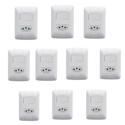 Imagem de Kit 10 Interruptores simples 6A + 1 tomada 20A Tramontina Aria