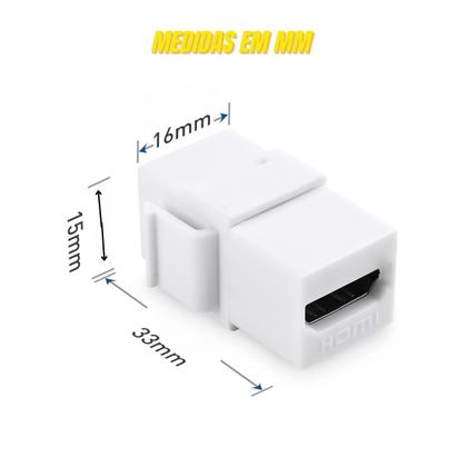Imagem de Kit 10 Keystone Emenda Hdmi Fêmea 1.4 2.0 Embutir Tomada