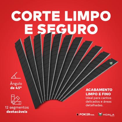 Imagem de Kit 10 Lâminas de Aço Carbono para Estilete 45 Graus 9mm Insulfilm Vinil Envelopamento Poker Tool