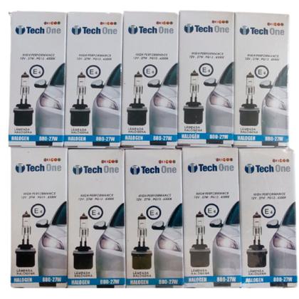 Imagem de Kit 10 Lâmpada Automotiva Halógena 880 27W 12V PG13 4300K TechOne