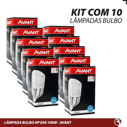 Imagem de Kit 10 Lâmpada Bulbo Led 100W Alta Potência Soquete E40 6500K Luz Branco Frio 7500lm - Avant