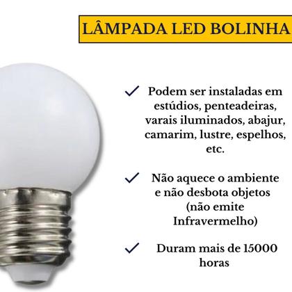 Imagem de Kit 10 Lâmpada Led Bolinha 3w E27 Penteadeira Camarim Varal Espelho Abajur Lustre Branco Frio ou Quente 127v Ou 220v