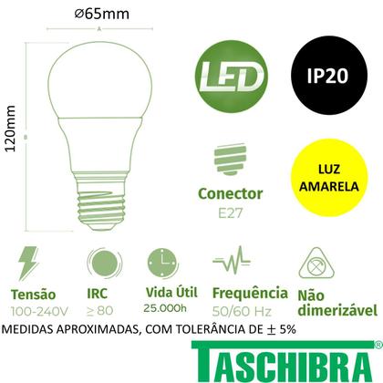 Imagem de Kit 10 Lampada Led Bulbo 17w Branco Quente 3000K Amarela Bivolt