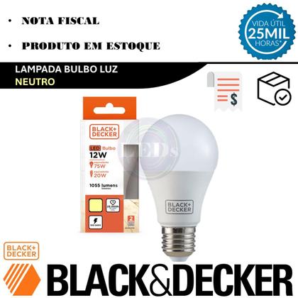 Imagem de Kit 10 Lampada Led Bulbo PERA 12w E27 Branco Neutro 4000K