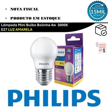 Imagem de Kit 10 Lampada Mini Bulbo Bolinha 4w Philips Quente 3000K E27