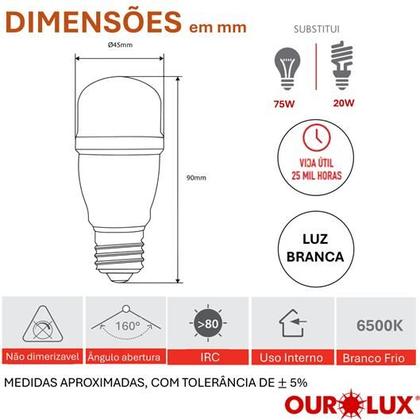 Imagem de Kit 10 Lampada Superled Bulbo Mini T 12w Luz Branca 6500k Bivolt E27
