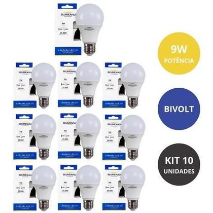 Imagem de Kit 10 Lâmpadas De Led 9W Blumenau A60 Bivolt