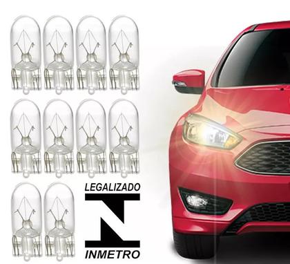 Imagem de Kit 10 Lampadas Farol Carro Luz Posição Estacionamento T10 12v 5w Pingao