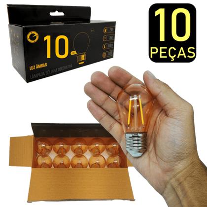 Imagem de Kit 10 Lâmpadas Led Bolbo Resistente Estilo Retrô 2w E 180lm Estilo Retrô Cor Branco Quente 61563
