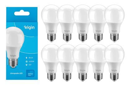 Kit 10 Lâmpadas Led Bulbo 9w E27 Branco Frio Inmetro Elgin Imagem de Kit 10 Lâmpadas Led Bulbo 9w E27 Branco Frio Inmetro Elgin