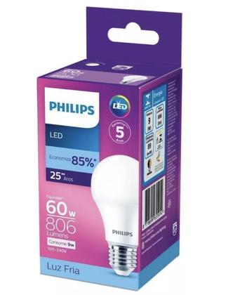 Imagem de Kit 10 Lâmpadas Led Philips bulbo A60 E27 Branca Fria (6500k) - 9W