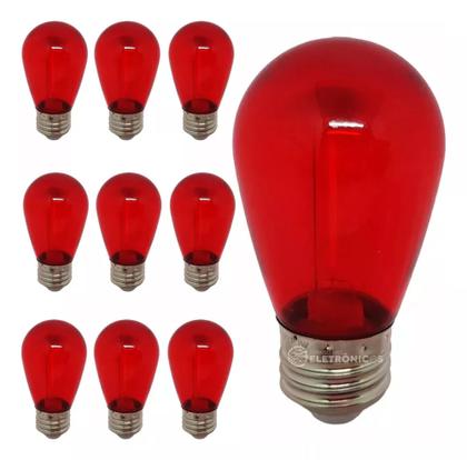 Imagem de Kit 10 Lâmpadas Led Retrô Filamento Bolinha 1w S14 110v Abajur Luminárias 61460