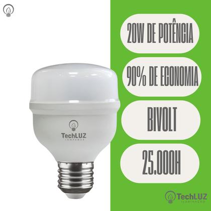 Imagem de Kit 10 Lâmpadas Led Super Bulbo 20w Alta Potência Bivolt Branco Frio- Techluz