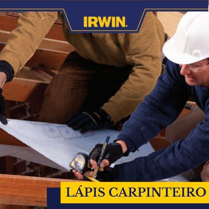 Imagem de Kit 10 Lápis Carpinteiro Irwin Azul Para Marceneiro Pedreiro e Obra Em Geral Marcação Em Madeira Alvenaria 66305SL Strait-Line