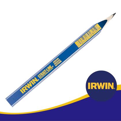 Imagem de Kit 10 Lápis Carpinteiro Irwin Azul Para Marceneiro Pedreiro e Obra Em Geral Marcação Em Madeira Alvenaria 66305SL Strait-Line