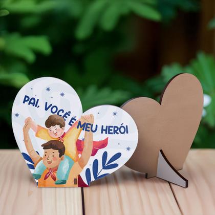 Imagem de Kit 10 Lembrancinhas Coração MDF Celebração Dia dos Pais