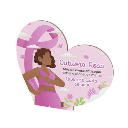 Imagem de Kit 10 Lembrancinhas MDF Coração Outubro Rosa Prevenção e Conscientização