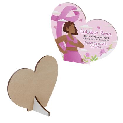 Imagem de Kit 10 Lembrancinhas MDF Coração Outubro Rosa Prevenção e Conscientização
