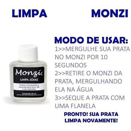 Imagem de Kit 10 Limpa Jóias Ouro Monzi 35ml Original Liquido Atacado