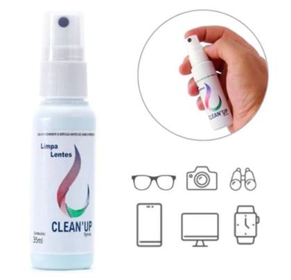 Imagem de Kit 10 Limpa Lentes e Telas Clean Up 25ml Óculos Tv LCD Plasma Celular  flanelas