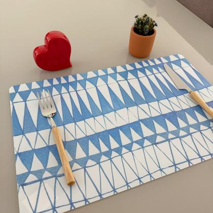 Kit 10 Lugar Jogo Americano Retangular Descanso De Prato Mesa Decoração Azul MOD D - Universal Vendas Imagem de Kit 10 Lugar Jogo Americano Retangular Descanso De Prato Mesa Decoração Azul MOD D