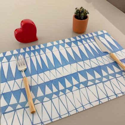 Kit 10 Lugar Jogo Americano Retangular Descanso De Prato Mesa Decoração Azul MOD D - Universal Vendas Imagem de Kit 10 Lugar Jogo Americano Retangular Descanso De Prato Mesa Decoração Azul MOD D