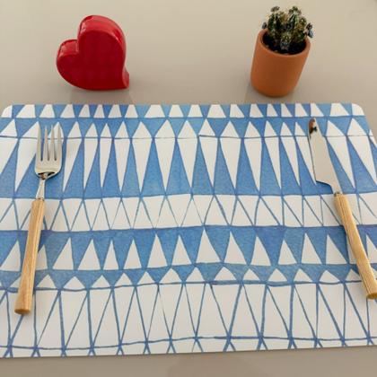 Kit 10 Lugar Jogo Americano Retangular Descanso De Prato Mesa Decoração Azul MOD D - Universal Vendas Imagem de Kit 10 Lugar Jogo Americano Retangular Descanso De Prato Mesa Decoração Azul MOD D