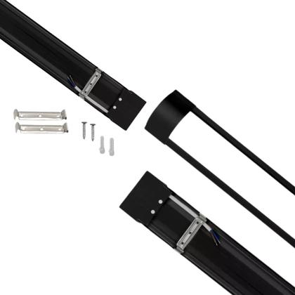 Imagem de Kit 10 Luminária Led Linear K8 60cm 20w Preta Tubular Sobrepor Slim Bivolt