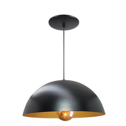 Imagem de Kit 10 Luminária Pendente Meia Lua 34cm Com Interior Cobre Com Fiação 110/220v