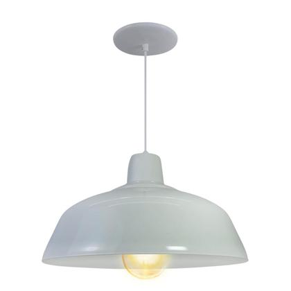 Imagem de Kit 10 Luminária Pendente Retro 34cm Com Interior Branco Brilho Com Fiação 110/220v