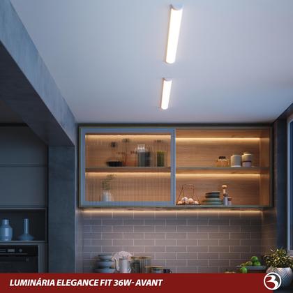 Imagem de KIT 10 Luminária Tubular Linha Elegance Fit 36W LED Branco Frio 110V/220V-Avant