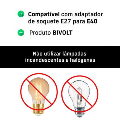 Imagem de Kit 10 Luminárias Para Galpão Industrial 16 Pol 40cm Cristal Cabo 1,1M